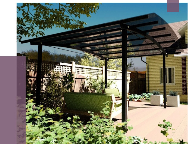 Навесы для террасы в Миассе от 12967 руб. под ключ | ПРОЛЁТ-Мсс