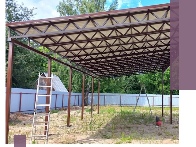 Односкатные навесы под ключ в Миассе — изготовление и монтаж