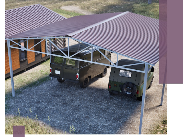 Двускатные навесы под ключ в Миассе — изготовление и монтаж